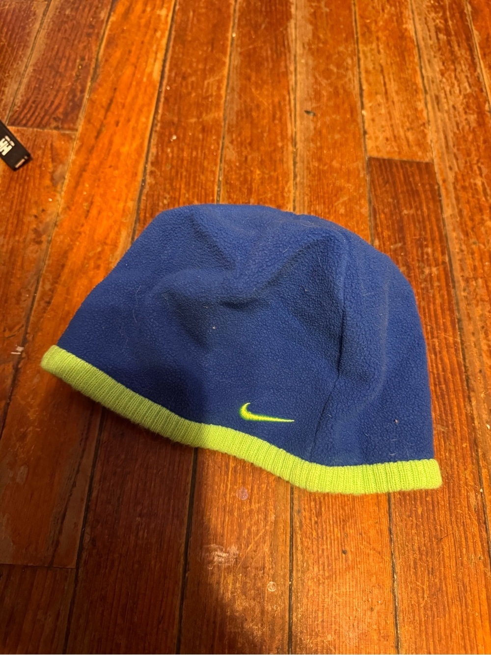 Nike Youth Navy Beanie with Lime Accent